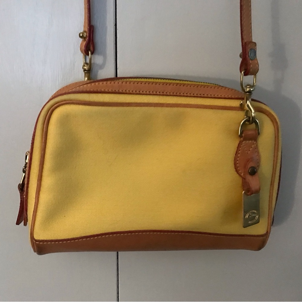 Dooney & Bourke Mustard and Tan‎ Camera Crossbody Bag